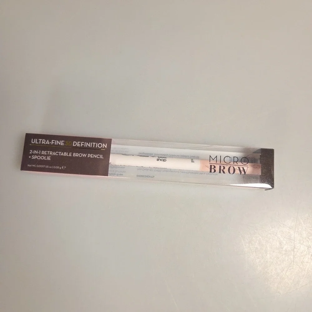 The Crème Shop 2-in-1 Retractable Micro Ultra Fine Brow Pencil+Spoolie, Granite